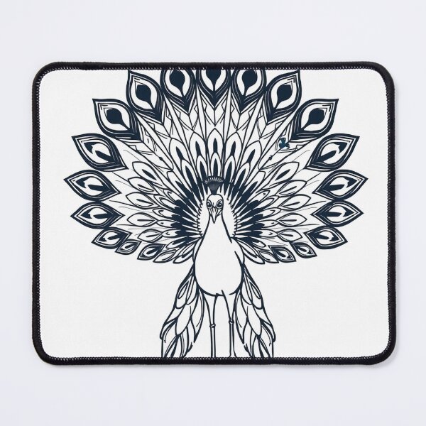 Item preview, Indian Peacock With Open Feathers Line Art - Moder designed and sold by QuirkThreadsCo.
