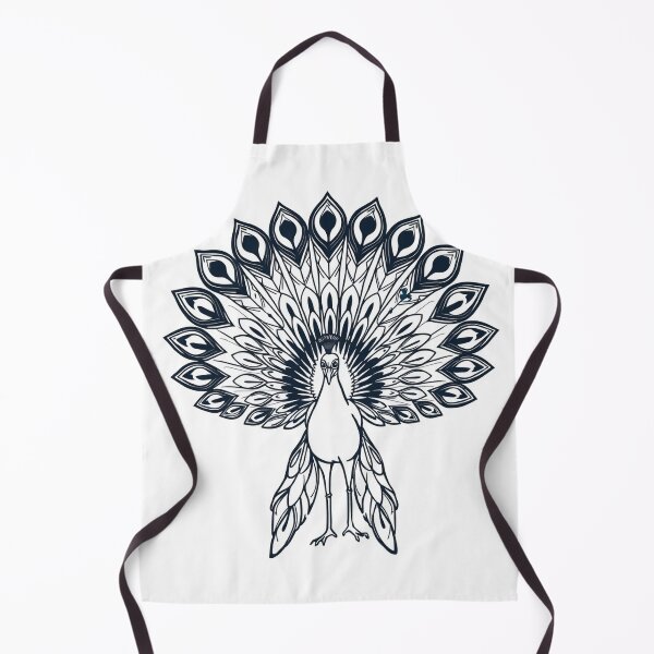 Item preview, Indian Peacock With Open Feathers Line Art - Moder designed and sold by QuirkThreadsCo.