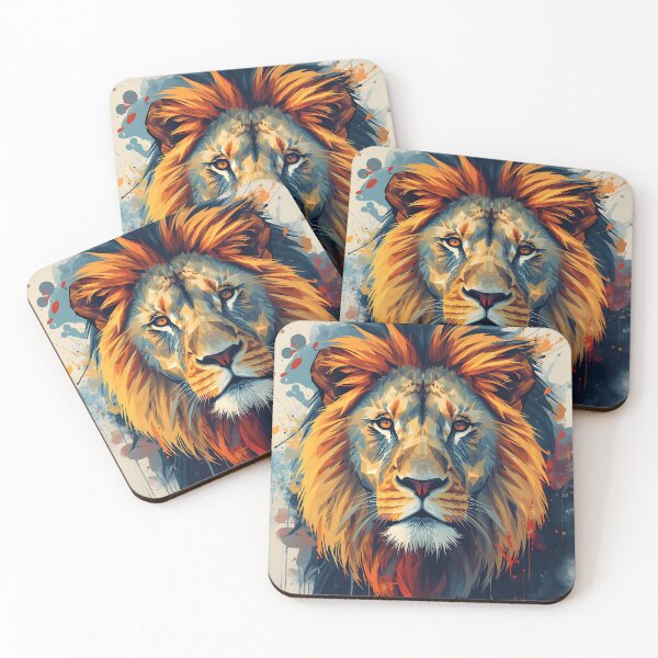 Item preview, Majestic Lion Portrait – Vibrant Abstract Wildlife Art designed and sold by ArtnarongDesign.