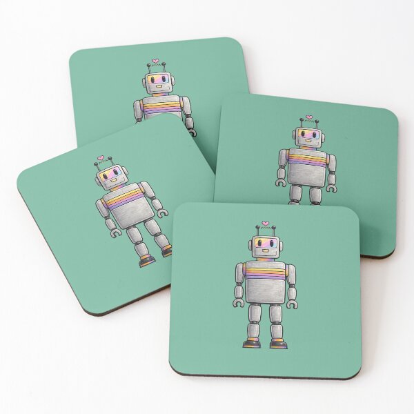 Item preview, Cute Retro Robot with Rainbow Details | Cartoon Sci-Fi Illustration designed and sold by pigeonlovrs.