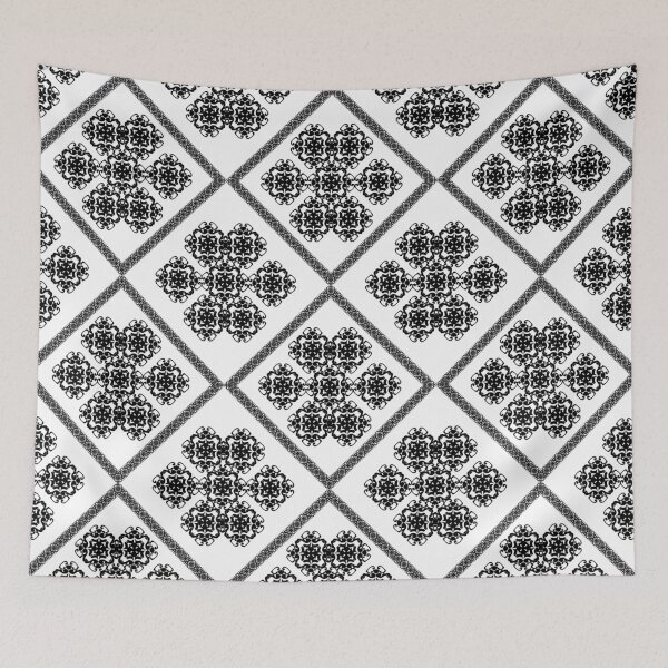 Item preview,  Vintage Black Floral Geometric Diamond Pattern designed and sold by ChaReePat.