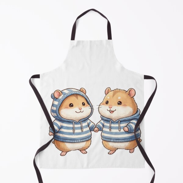 Item preview, Cute Hamsters Holding Hands - Matching Striped Hoodie Chibi Couple Art designed and sold by TaiwanMemory.