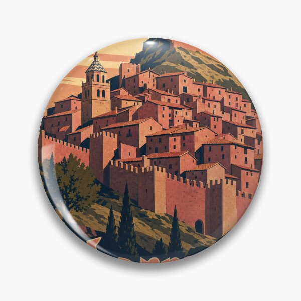 Item preview, Albarracin Spain Travel Souvenir Retro Illustration designed and sold by VisualArtsOasis.