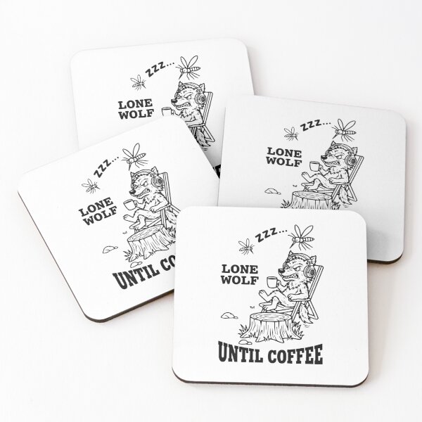 Item preview, Funny Lone Wolf Until Coffee Grumpy Wolf Introvert Mood designed and sold by The Bold Line Studio.