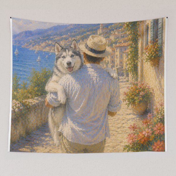 Item preview, Sunlit Stroll with Siberian Husky designed and sold by ArcanaAbsolute.