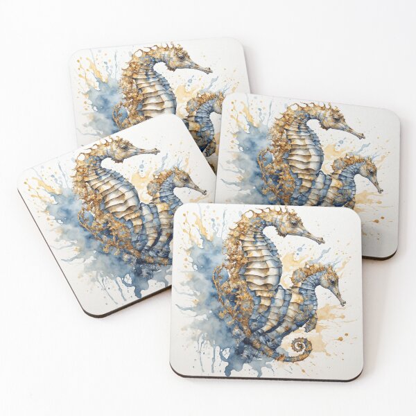 Item preview, Seahorse Duo Watercolor Art — Ocean Print designed and sold by RawNaturePrints.