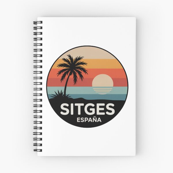 Item preview, Sitges España: Twin Palm Sunset Retro Badge designed and sold by CircinusStore.