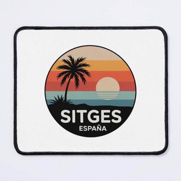 Item preview, Sitges España: Twin Palm Sunset Retro Badge designed and sold by CircinusStore.