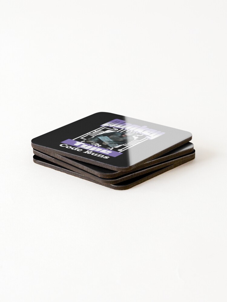 Thumbnail 4 of 5, Coasters (Set of 4), Monkey Typing Code Runs Programmer Humor designed and sold by Vac1.