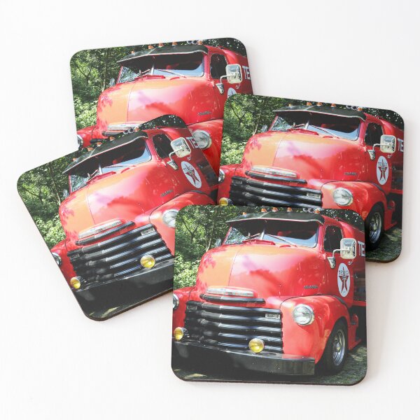 Item preview, 1951 Chevrolet COE - Vintage Fuel Tanker Livery, Slammed Red Cab-Over Truck designed and sold by Peter Kraaibeek Art Gallery.