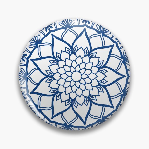 Artikelvorschau, Mandala mit blauen Blumen entworfen und verkauft von LifeTU.
