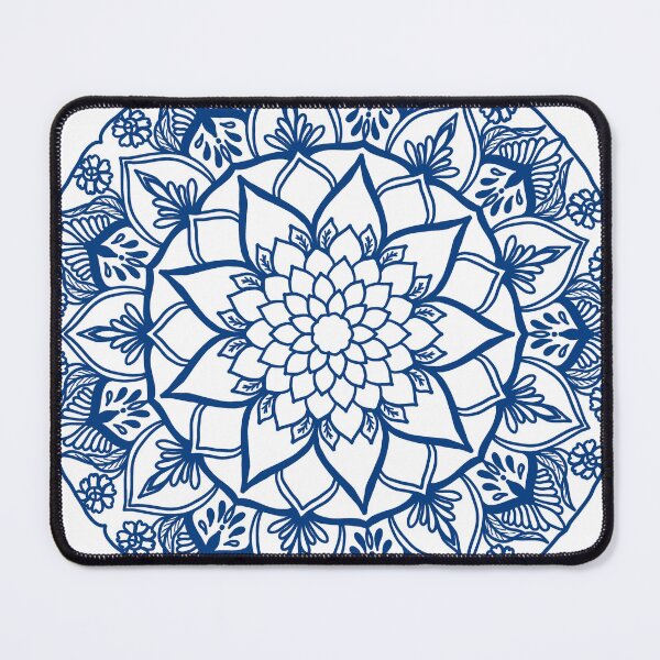 Artikelvorschau, Mandala mit blauen Blumen entworfen und verkauft von LifeTU.