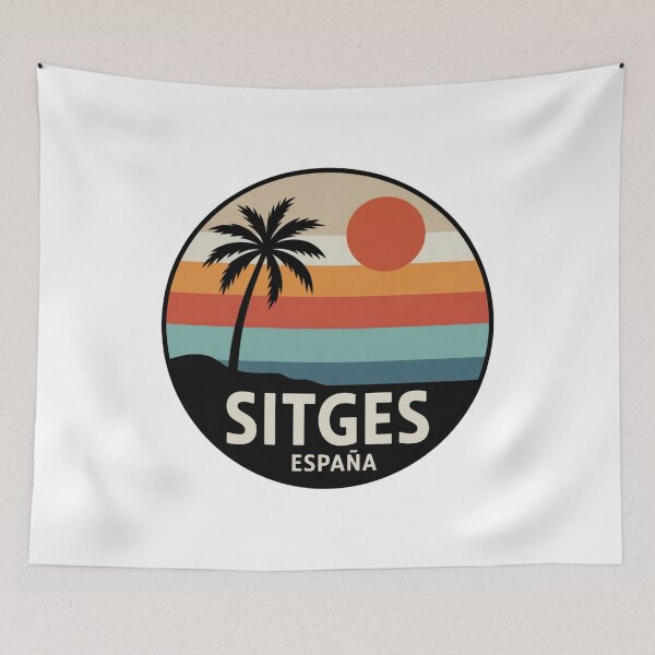 Item preview, Sitges España: Palm Horizon Retro Sunset Badge designed and sold by CircinusStore.