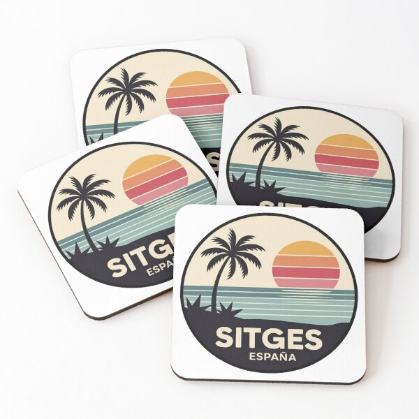 Item preview, Sitges España: Palm Coast Retro Sunset Badge designed and sold by CircinusStore.