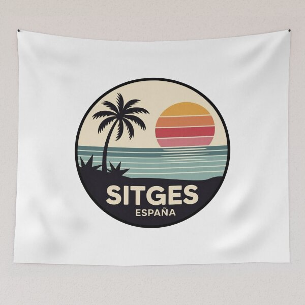 Item preview, Sitges España: Palm Coast Retro Sunset Badge designed and sold by CircinusStore.