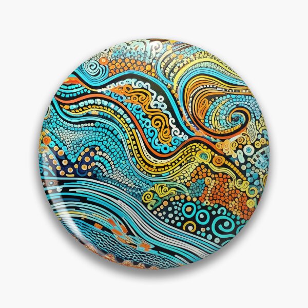Item preview, Aboriginal Inspired Water Waves – Ocean Dot Art designed and sold by helgekerler.