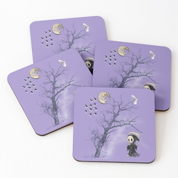 Item preview, Spooky Cute Grim Reaper Moonlit Tree Owl Pastel Goth Vintage Witchy Graphic Aesthetic Halloween Flying Birds designed and sold by Clean Print Goods.