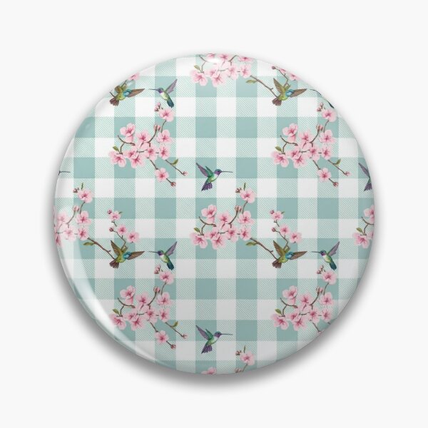 Item preview, Roses Peonies and Lavender on Blue Gingham Pattern designed and sold by unique0703.