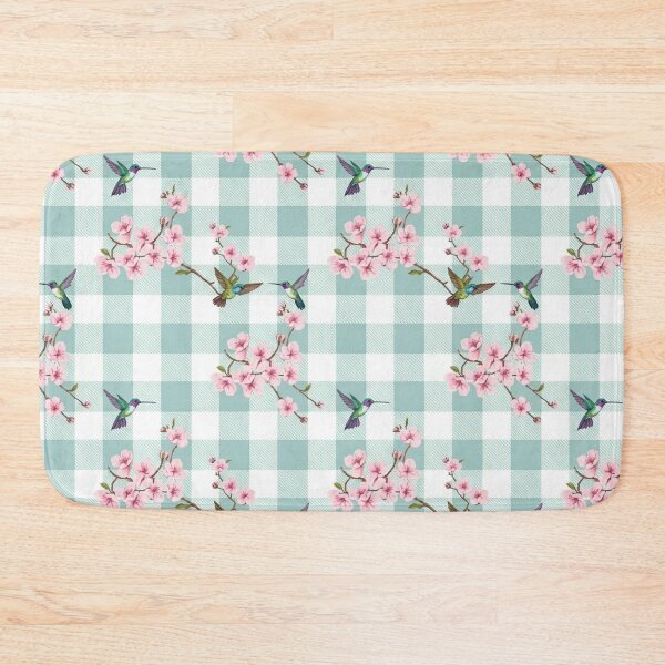 Item preview, Roses Peonies and Lavender on Blue Gingham Pattern designed and sold by unique0703.
