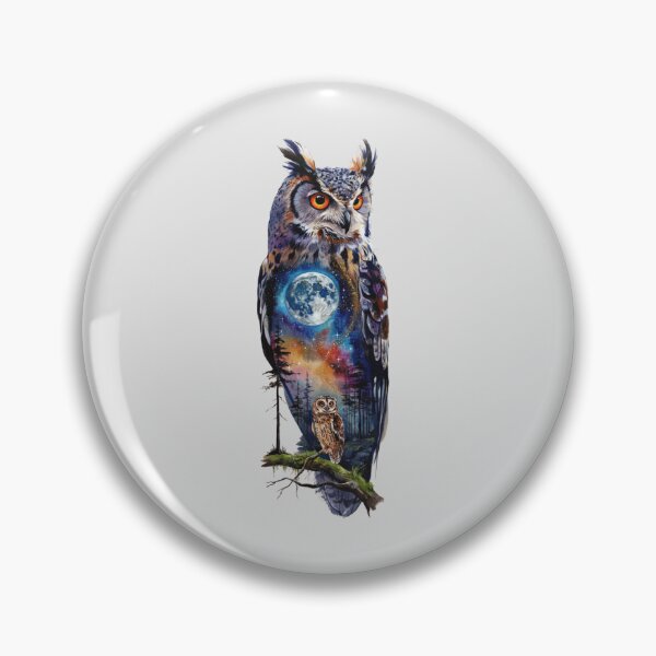 Item preview, large cosmic owl with glowing orange eyes designed and sold by 123ks.
