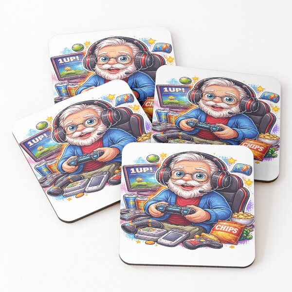 Item preview, Retro Gamer Grandpa – Cute Cartoon Gaming Enthusiast Illustration designed and sold by Artisan Finds Online.