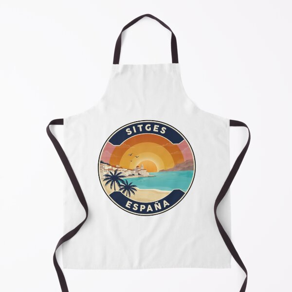 Item preview, Sitges España: Coastal Skyline & Twin Palm Sunset Badge designed and sold by CircinusStore.