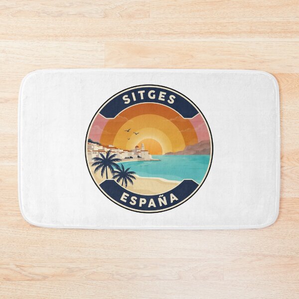 Item preview, Sitges España: Coastal Skyline & Twin Palm Sunset Badge designed and sold by CircinusStore.