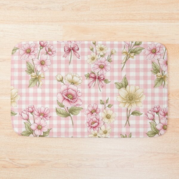 Item preview, Coquette Pink Florals and Bows on Gingham Pattern designed and sold by unique0703.