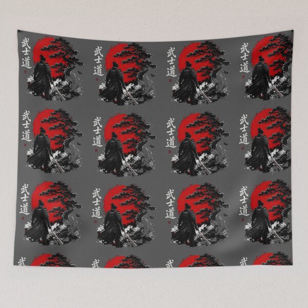 Item preview, Japanese Samurai Bushido Red Sun Ink Art designed and sold by RoyalEarthstore.