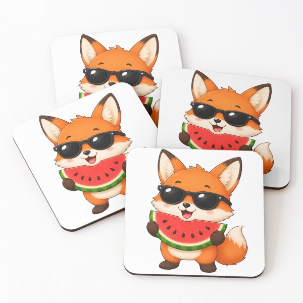 Item preview, Cute Fox Eating Watermelon with Sunglasses Summer Design designed and sold by Seculinator.