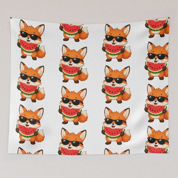 Item preview, Cute Fox Eating Watermelon with Sunglasses Summer Design designed and sold by Seculinator.