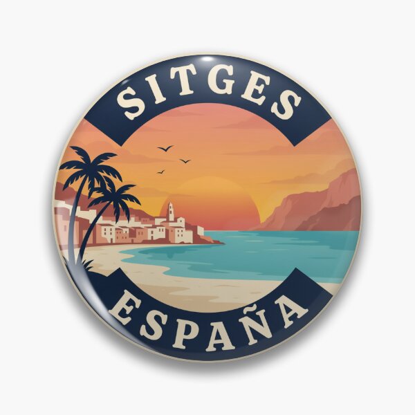 Item preview, Sitges España: Coastal Sunset Skyline Travel Badge designed and sold by CircinusStore.