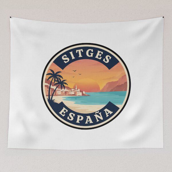 Item preview, Sitges España: Coastal Sunset Skyline Travel Badge designed and sold by CircinusStore.