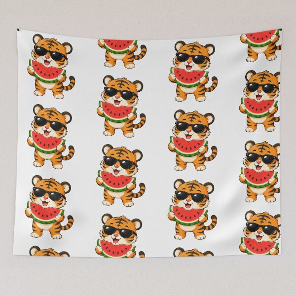 Item preview, Cute Tiger Eating Watermelon with Sunglasses Summer Design designed and sold by Seculinator.