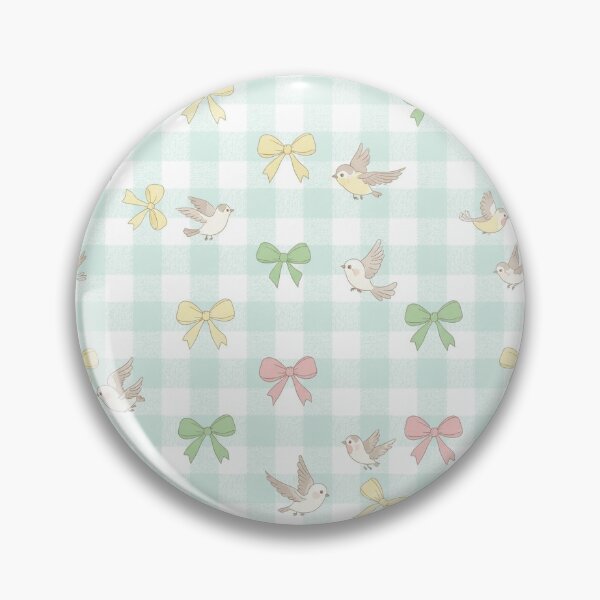 Item preview, Cute Pastel Birds and Bows on Mint Gingham Pattern designed and sold by unique0703.