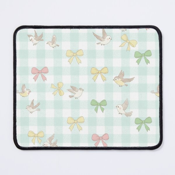 Item preview, Cute Pastel Birds and Bows on Mint Gingham Pattern designed and sold by unique0703.