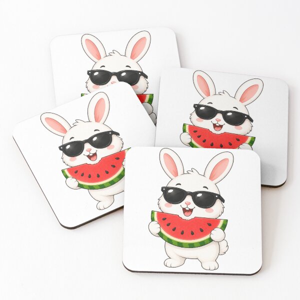 Item preview, Cute Bunny Eating Watermelon with Sunglasses Summer Rabbit designed and sold by Seculinator.