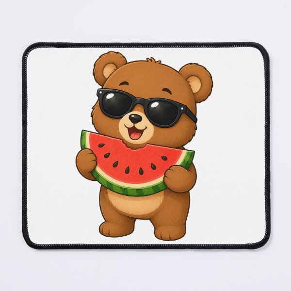 Item preview, Cute Bear Eating Watermelon with Sunglasses Summer Picnic designed and sold by Seculinator.