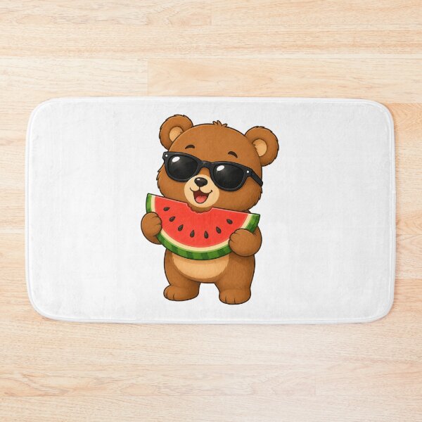 Item preview, Cute Bear Eating Watermelon with Sunglasses Summer Picnic designed and sold by Seculinator.