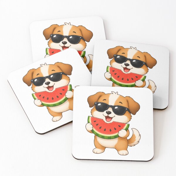 Item preview, Cute Puppy Eating Watermelon with Sunglasses Summer Dog designed and sold by Seculinator.