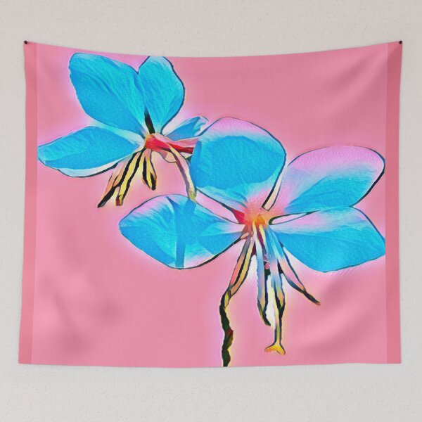 Item preview, Moody Electric Blue Gaura Flower Digital Illustration Pop Art designed and sold by BalkanBloom.