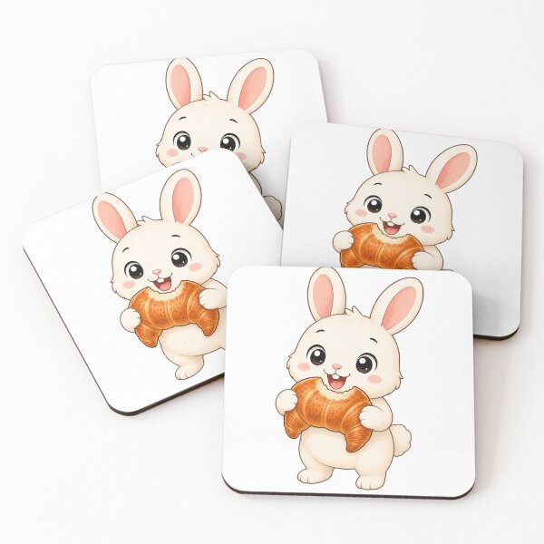 Item preview, Cute Bunny Eating Croissant French Bakery Cartoon Rabbit designed and sold by Seculinator.