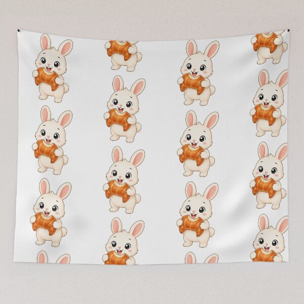 Item preview, Cute Bunny Eating Croissant French Bakery Cartoon Rabbit designed and sold by Seculinator.