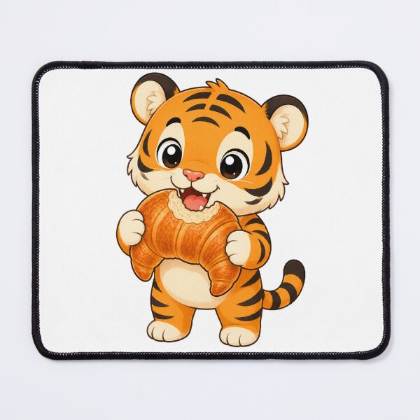Item preview, Cute Tiger Eating Croissant French Bakery Cartoon Cub designed and sold by Seculinator.