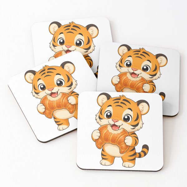 Item preview, Cute Tiger Eating Croissant French Bakery Cartoon Cub designed and sold by Seculinator.