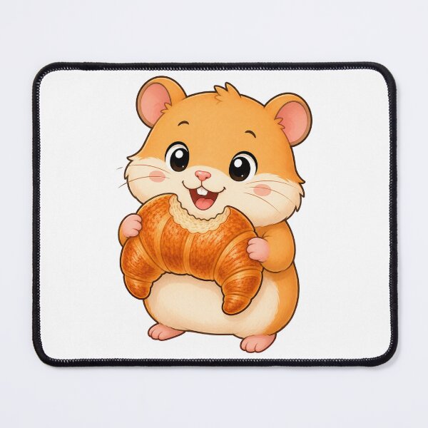 Item preview, Cute Hamster Eating Croissant French Bakery Cartoon Pet designed and sold by Seculinator.