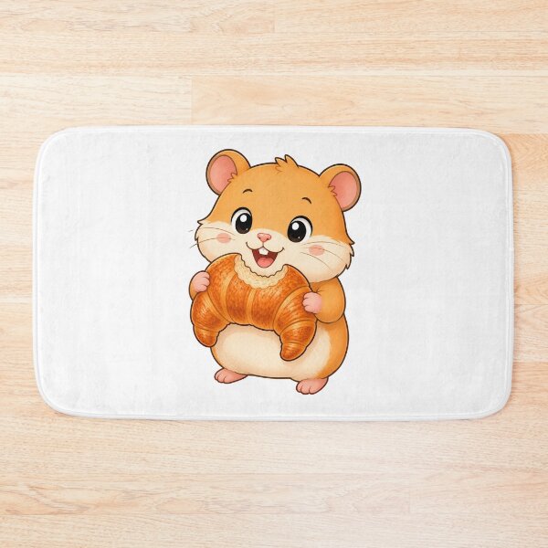 Item preview, Cute Hamster Eating Croissant French Bakery Cartoon Pet designed and sold by Seculinator.