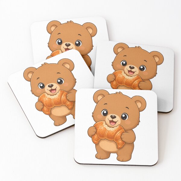 Item preview, Cute Bear Eating Croissant French Bakery Cartoon Teddy designed and sold by Seculinator.