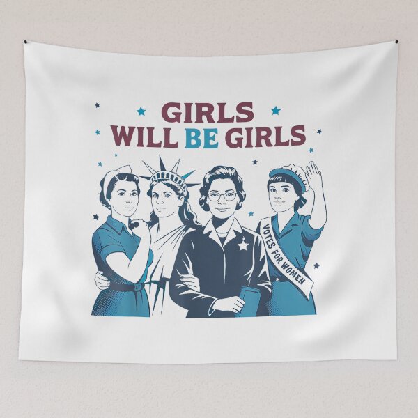 Item preview, Girl Will be Girls Patriotic Feminist 4th of July designed and sold by SylviaYLaughlin.