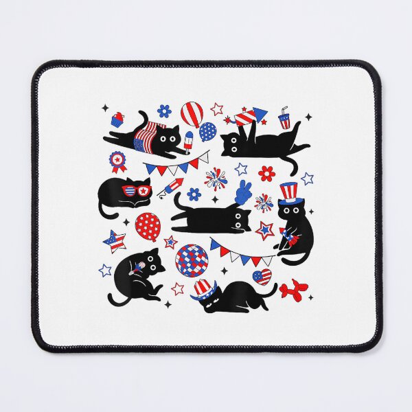 Item preview, Cute Black Cat USA Flag Firework Patriotic 4th of July designed and sold by SylviaYLaughlin.
